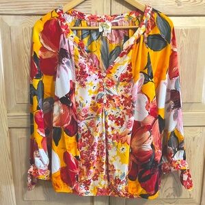 Fig & Flower Tropical Floral Blouse Bloomcore Boho